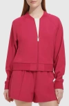 Andrew Marc Stretch Zip-up Jacket In Dragon Fruit