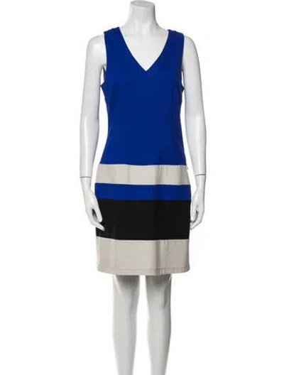 Pre-owned Andrew Marc Striped Mini Dress In Blue