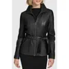 Andrew Marc Tatum Leather Coat In Black