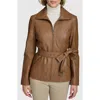 Andrew Marc Tatum Belted Leather Jacket In Cognac