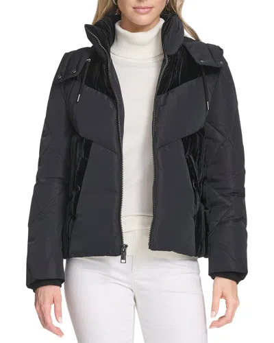 Andrew Marc Tayte Hooded Puffer Jacket In Black