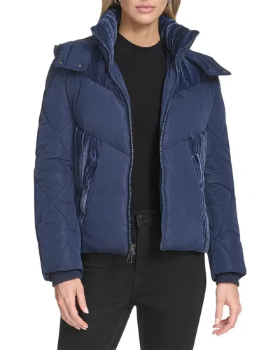 Andrew Marc Tayte Hooded Puffer Jacket In Blue