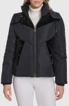 Andrew Marc Tayte Puffer Jacket With Removable Hood In Black