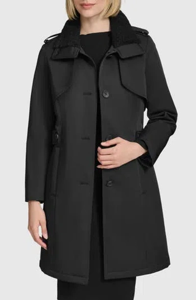 ANDREW MARC ANDREW MARC TEAGAN TRENCH COAT WITH FAUX SHEARLING TRIM