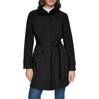 Andrew Marc Tinsley Belted Softshell Trench Coat In Black
