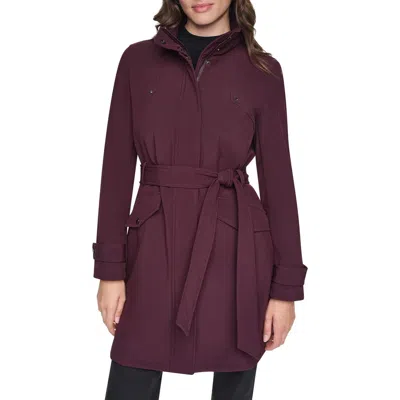 Andrew Marc Tinsley Belted Softshell Trench Coat In Burgundy