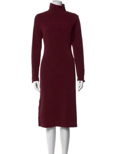 Pre-owned Andrew Marc Turtleneck Midi Length Dress In Burgundy