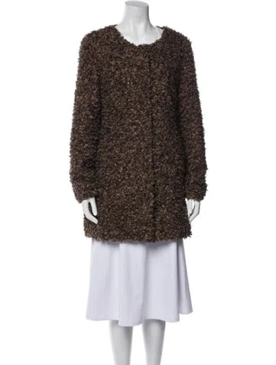 Pre-owned Andrew Marc Tweed Pattern Coat In Brown