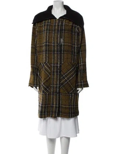Pre-owned Andrew Marc Tweed Pattern Faux Fur Coat In Multi