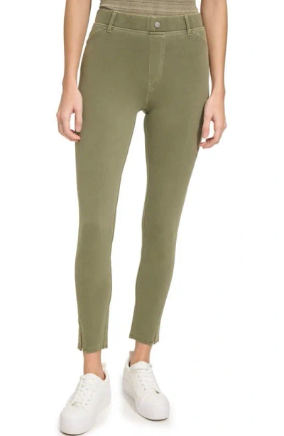 Andrew Marc Twill High Waist Pants In Forest Green