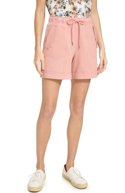 Andrew Marc Twill Utility Pull-on Shorts In Pink