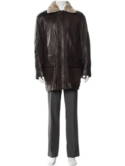 Pre-owned Andrew Marc Vintage Leather Parka In Brown