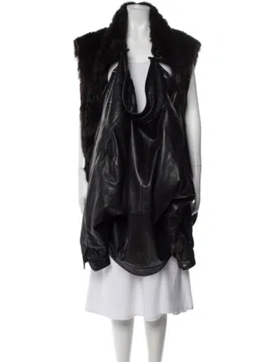 Pre-owned Andrew Marc Vintage Leather Vest In Black