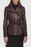 Andrew Marc Violet Leather Trench Jacket In Burgundy