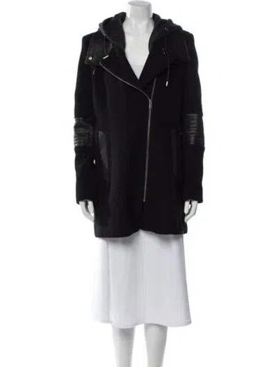 Pre-owned Andrew Marc Virgin Wool Faux Fur Coat In Black