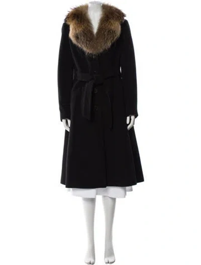 Pre-owned Andrew Marc Virgin Wool Faux Fur Coat In Black