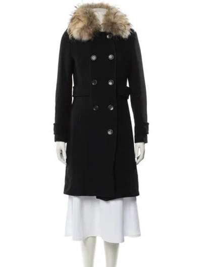 Pre-owned Andrew Marc Virgin Wool Trench Coat In Black