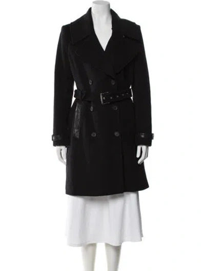 Pre-owned Andrew Marc Virgin Wool Trench Coat In Black