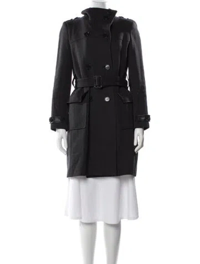 Pre-owned Andrew Marc Virgin Wool Trench Coat In Gray