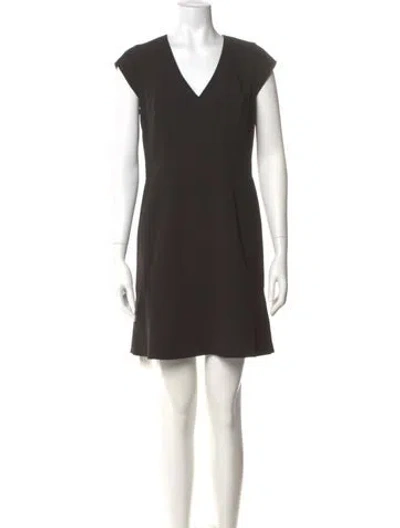 Pre-owned Andrew Marc V-neck Mini Dress In Black