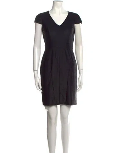 Pre-owned Andrew Marc V-neck Mini Dress In Blue
