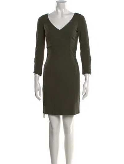 Pre-owned Andrew Marc V-neck Mini Dress In Green