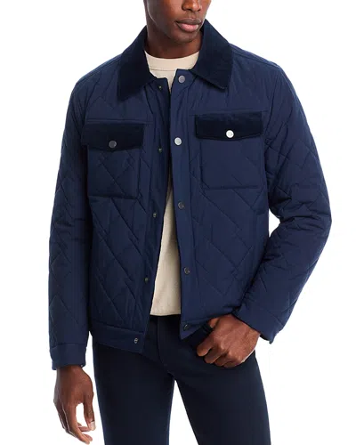 Andrew Marc Walkerton Diamond Quilted Corduroy Trimmed Jacket In Blue