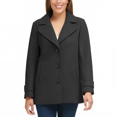 Andrew Marc Women's 3 Button Closure Peacoat In Black In Gray