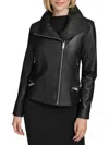 Andrew Marc Beckett Leather Coat In Black