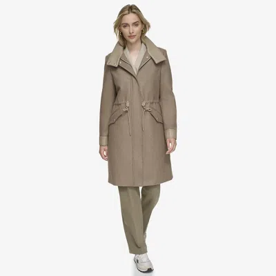 ANDREW MARC WOMEN'S CHESME MELANGE WOOL WITH FAUX LEATHER