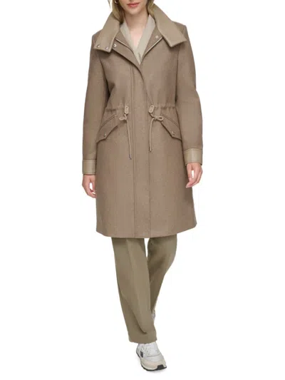 Andrew Marc Women's Chesme Wool Blend Anorak Coat In Mushroom
