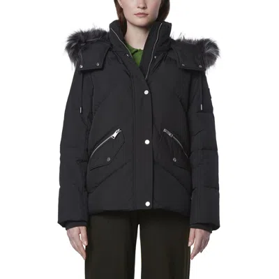 Andrew Marc Women's Daphne Quilted Soft Matte Shell With Mixed Quilted Down Puffer In Blue