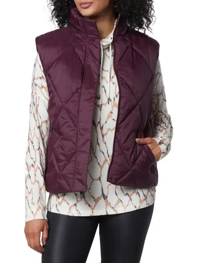 Andrew Marc Women's Diamond Quilted Puffer Vest In Burgundy