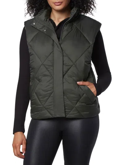 Andrew Marc Women's Diamond Quilted Puffer Vest In Olive