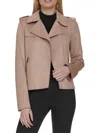 Andrew Marc Women's Drape Front Suede Jacket In Camel