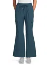 Andrew Marc Women's Drawstring Cargo Flare Pants In Blue