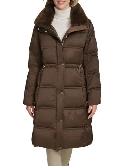 Andrew Marc Women's Emery Faux Rabbit Fur Down Parka In Chocolate