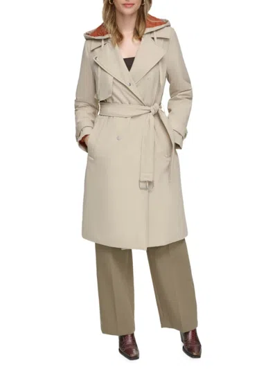 Andrew Marc Women's Evesham Mixed Media Insulated Trench Coat In Antler