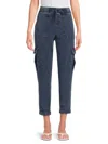 Andrew Marc Women's Faded Cargo Jeans In Blue