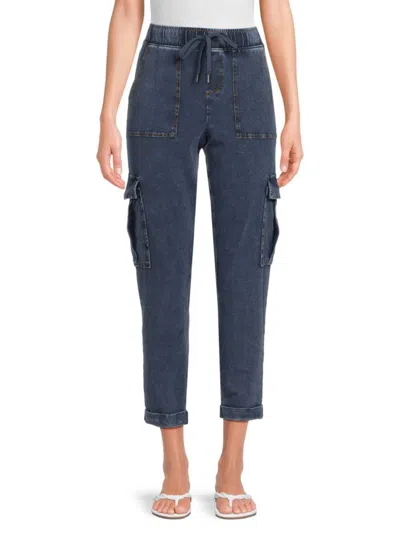 Andrew Marc Women's Faded Cropped Cargo Jeans