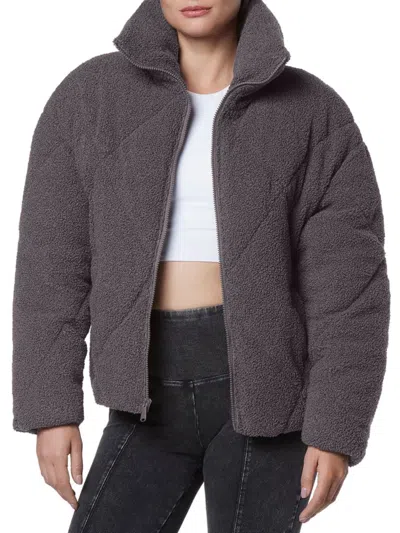 Andrew Marc Women's Faux Fur Super Puffer Jacket In Grey