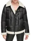 ANDREW MARC WOMEN'S FAUX LEATHER & FAUX SHEARLING PUFFER JACKET
