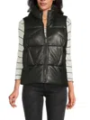 Andrew Marc Women's Faux Leather Puffer Vest In Black