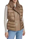 Andrew Marc Women's Faux-shearling Double-breasted Puffer Vest In Mushroom