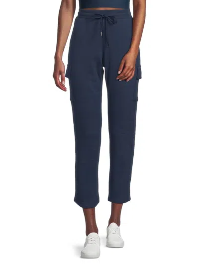 Andrew Marc Women's Fleece Drawstring Cropped Pants In Blue