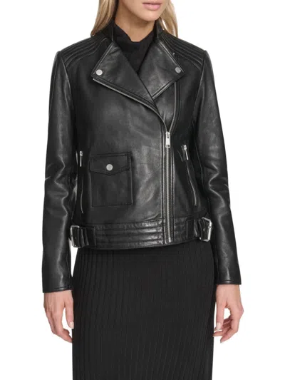 Andrew Marc Women's Frankie Moto Leather Jacket In Black