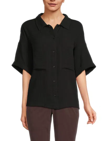 Andrew Marc Women's Gauzy Drop Shoulder Jacket In Black
