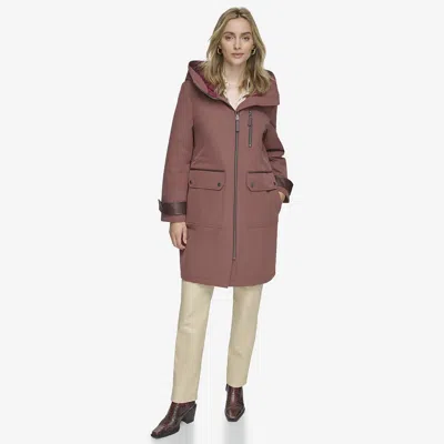 Andrew Marc Women's Gemas Lightweight Parka With Matte Shell And Faux Leather Details