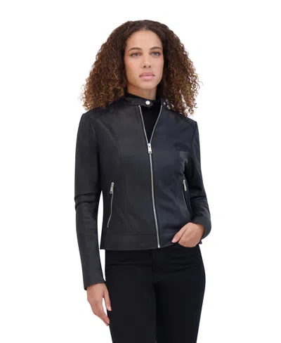 Andrew Marc Women's Glenbrook Lightweight Leather Racer Jacket