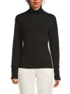 Andrew Marc Women's Glitter Turtleneck Rib-knit Sweater In Black